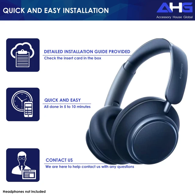 Alt view image 7 of 7 - Premium Replacement Sound core Space q45 Headphones Ear Pads/Space Q45 Ear Cushions Compatible with Anker Soundcore Space Q45 Headphones (Blue). Premium Protein Leather High-Density Foam