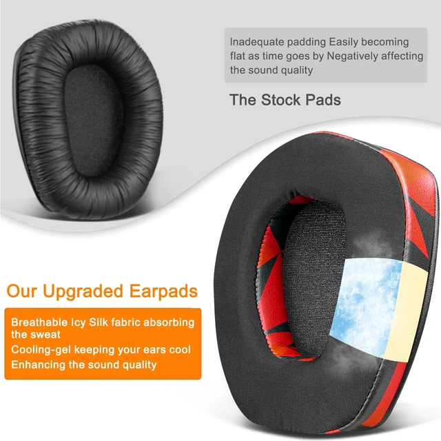 Alt view image 7 of 7 - Cooling Gel Earpads Replacement for Sennheiser RS165/TR165/RS175/TR175/RS185/TR185/RS195/TR195(RS/TR 165 175 185 195 RF), Ear Pads Cushions for HDR165/175/185/195(HDR 195RF) - Red Storm