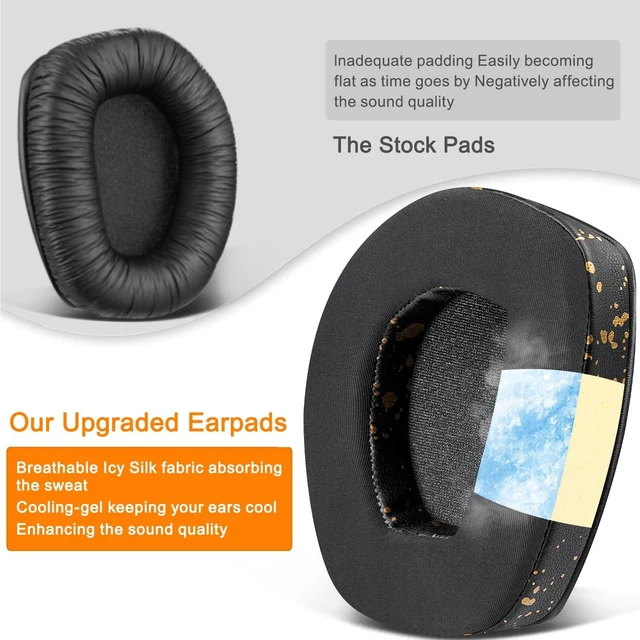Alt view image 5 of 6 - Cooling Gel Earpads Replacement for Sennheiser RS165/TR165/RS175/TR175/RS185/TR185/RS195/TR195(RS/TR 165 175 185 195 RF), Ear Pads Cushions for HDR165/175/185/195(HDR 195RF) - Black Gold