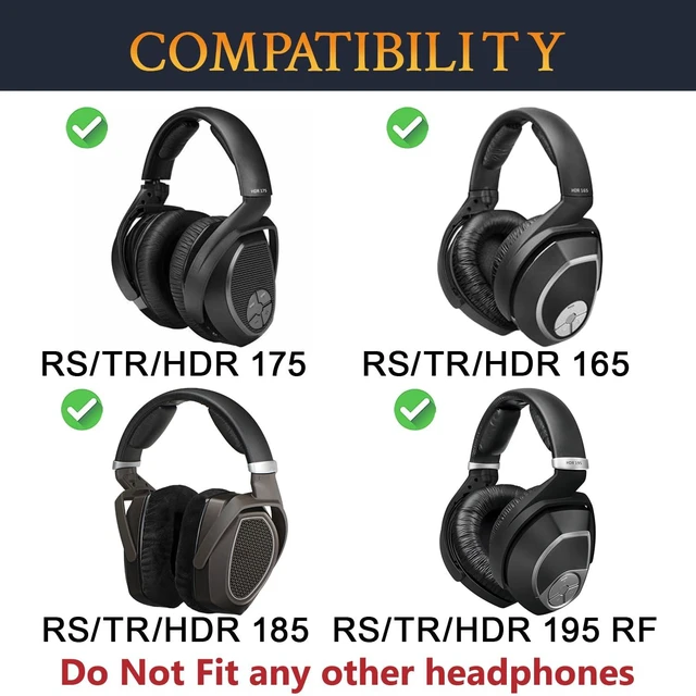 Alt view image 2 of 6 - Cooling Gel Earpads Replacement for Sennheiser RS165/TR165/RS175/TR175/RS185/TR185/RS195/TR195(RS/TR 165 175 185 195 RF), Ear Pads Cushions for HDR165/175/185/195(HDR 195RF) - Black Gold