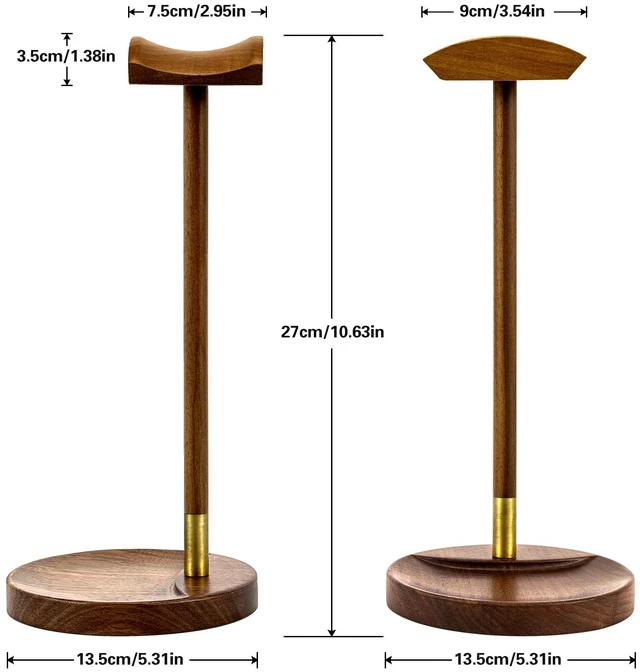 Alt view image 5 of 6 - Headphone Stand for Desk, Solid Wood Headset Hanger Gaming Holder, Desktop Earphone Stand for AirPods Max, Sony, Bose, Beats, Gaming Headsets