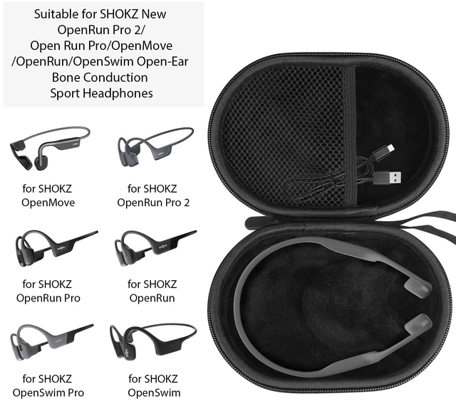 Alt view image 3 of 7 - Hard Case Compatible with SHOKZ New OpenRun Pro 2/Pro 2 Mini for Open Run/OpenMove/OpenRun/OpenSwim Open-Ear Bone Conduction Sport Headphones Travel Bag, Black