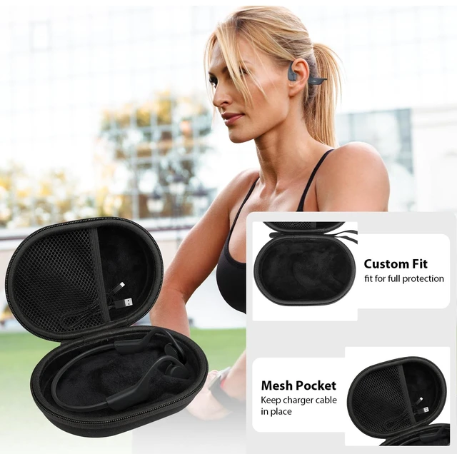 Alt view image 5 of 7 - Hard Case Compatible with SHOKZ New OpenRun Pro 2/Pro 2 Mini for Open Run/OpenMove/OpenRun/OpenSwim Open-Ear Bone Conduction Sport Headphones Travel Bag, Black