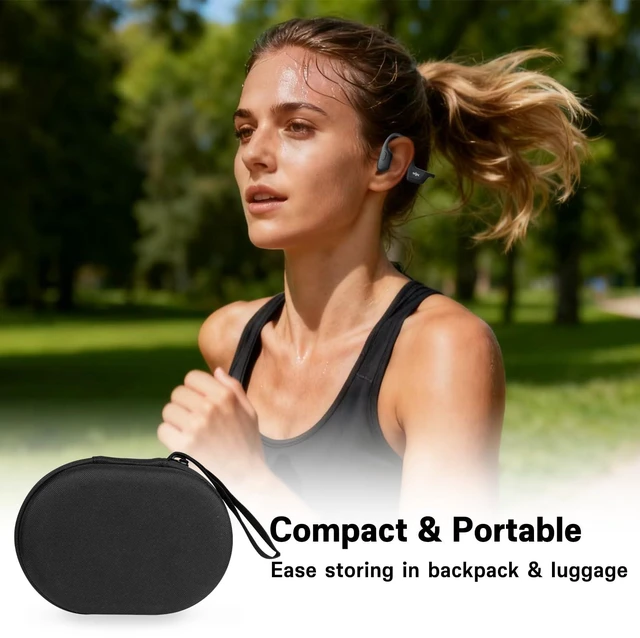 Alt view image 7 of 7 - Hard Case Compatible with SHOKZ New OpenRun Pro 2/Pro 2 Mini for Open Run/OpenMove/OpenRun/OpenSwim Open-Ear Bone Conduction Sport Headphones Travel Bag, Black