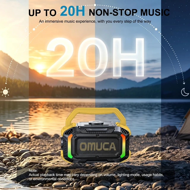 Alt view image 5 of 7 - Speakers Bluetooth Wireless, 40W Portable Bluetooth Speaker with Bass, IPX7 Waterproof & Floatable, 20H Playtime, RGB Light, Loud Speakers with TWS for Work, Outdoor, Garage(S-Yellow)