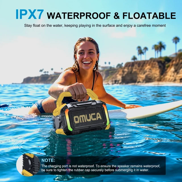 Alt view image 4 of 7 - Speakers Bluetooth Wireless, 40W Portable Bluetooth Speaker with Bass, IPX7 Waterproof & Floatable, 20H Playtime, RGB Light, Loud Speakers with TWS for Work, Outdoor, Garage(S-Yellow)