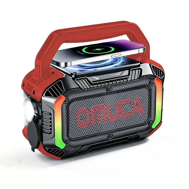 Main image of Speakers Bluetooth Wireless, 40W Portable Bluetooth Speaker with Bass, IPX7 Waterproof & Floatable, 20H Playtime, RGB Light, Loud Speakers with TWS for Work, Outdoor, Garage(S-Red)