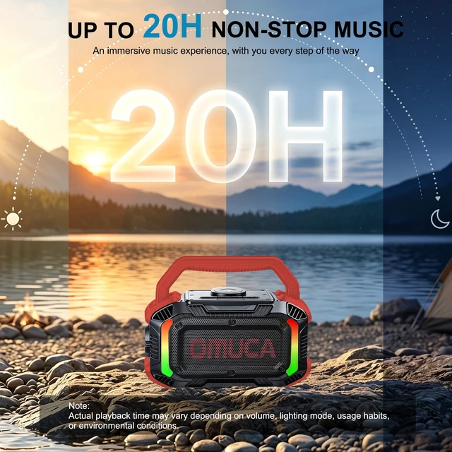 Alt view image 5 of 7 - Speakers Bluetooth Wireless, 40W Portable Bluetooth Speaker with Bass, IPX7 Waterproof & Floatable, 20H Playtime, RGB Light, Loud Speakers with TWS for Work, Outdoor, Garage(S-Red)