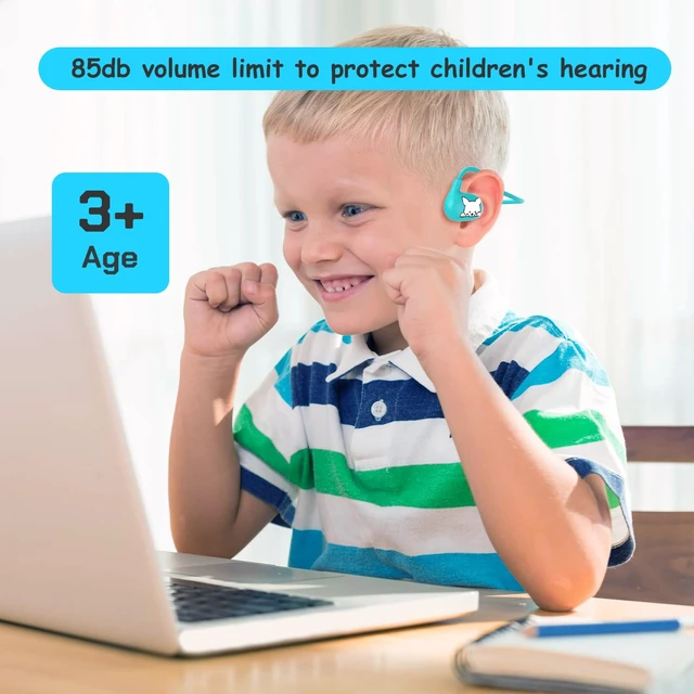 Alt view image 3 of 6 - Kids Headphones, LK15 Open Ear Bluetooth Headphones with Air Conduction Ultra-light, 85dB Volume Limiting Wireless headphone for Children Teens Boys Girls (Blue)