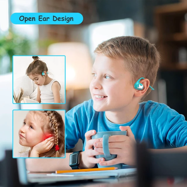 Alt view image 2 of 6 - Kids Headphones, LK15 Open Ear Bluetooth Headphones with Air Conduction Ultra-light, 85dB Volume Limiting Wireless headphone for Children Teens Boys Girls (Blue)