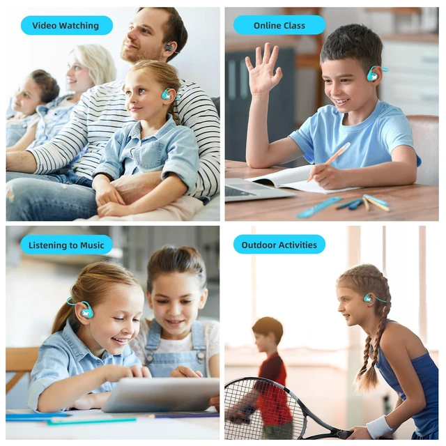Alt view image 6 of 6 - Kids Headphones, LK15 Open Ear Bluetooth Headphones with Air Conduction Ultra-light, 85dB Volume Limiting Wireless headphone for Children Teens Boys Girls (Blue)
