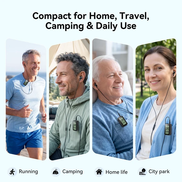 Alt view image 7 of 7 - MI02 Pocket Mini FM Radio with Clip, Rechargeable Portable ThumbSized,Weights 21g,USB C Charging,Preset, Large LCD Screen,FM Tuner Receiver for Walking,Meeting, Racing