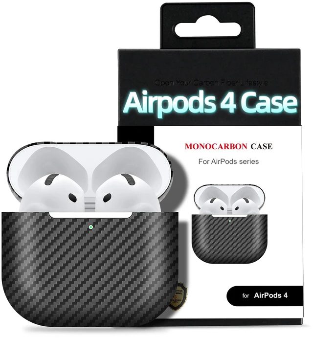Main image of Real 3K Carbon Fiber Case for AirPods 5 & AirPods 4, Ultra Light & Thin Scratch Resistant Protective Hard Cover for 4th Generation AirPods, MagSafe Wireless Charging Compatible