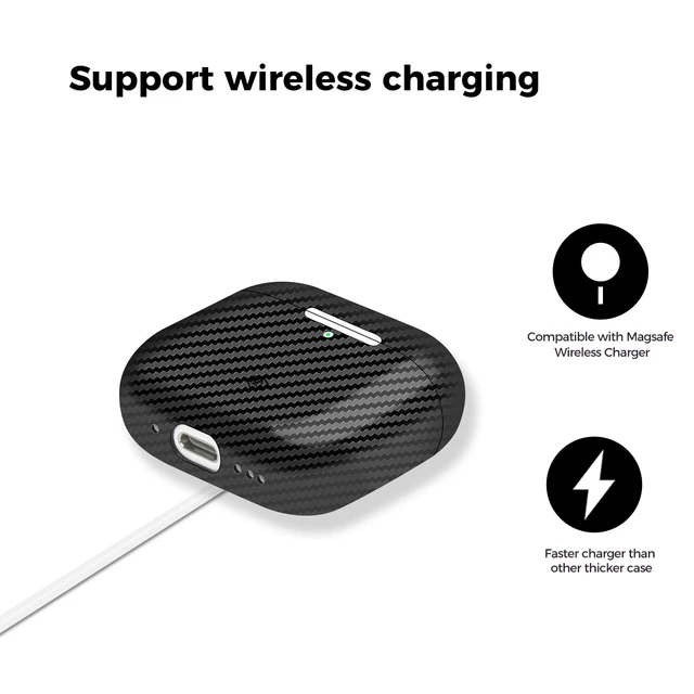 Alt view image 5 of 7 - Real 3K Carbon Fiber Case for AirPods 5 & AirPods 4, Ultra Light & Thin Scratch Resistant Protective Hard Cover for 4th Generation AirPods, MagSafe Wireless Charging Compatible