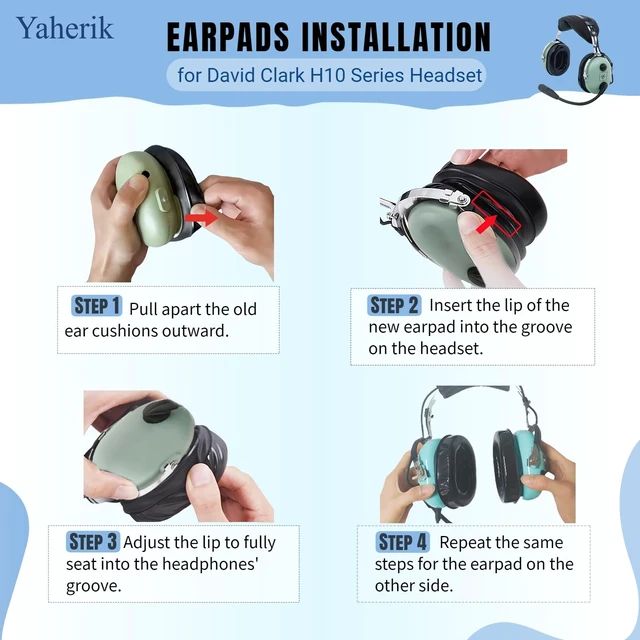 Alt view image 6 of 7 - Gel Seals Cushions for David Clark Aviation Headsets, Gel Earpads for Headphones Fit for David Clark H10-60 H10-20 H10-13.4 H10-76 H10-30 H10-13S