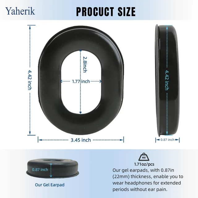 Alt view image 7 of 7 - Gel Seals Cushions for David Clark Aviation Headsets, Gel Earpads for Headphones Fit for David Clark H10-60 H10-20 H10-13.4 H10-76 H10-30 H10-13S