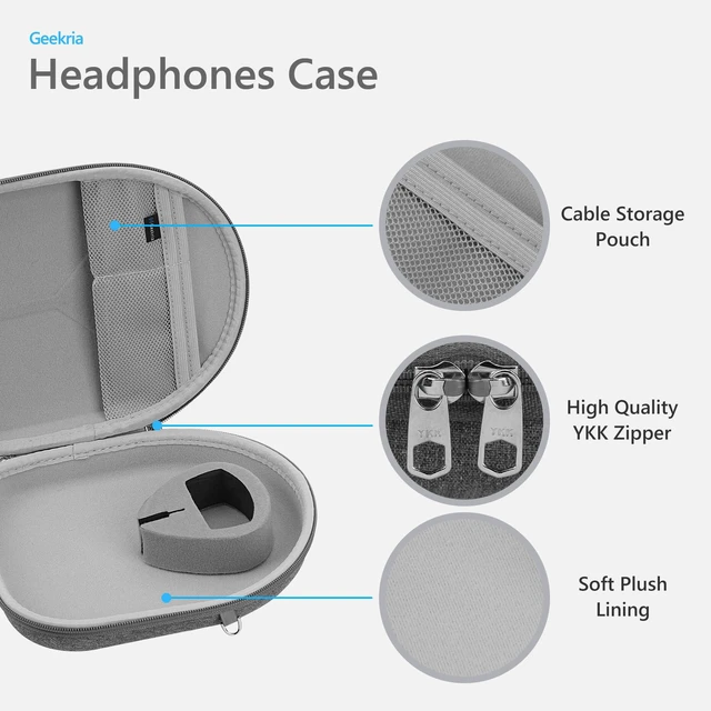 Alt view image 2 of 7 - Shield Headphones Case Compatible with Sony WH-CH720N, WH-1000XM5, WH-1000XM4, WH-XB910N, Replacement Hard Shell Travel Carrying Bag with Cable Storage (Grey)