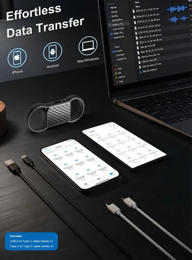 Alt view image 6 of 7 - 128G(9800H) Voice Activated Recorder, AI Noise Reduction Audio Recorder 3072Kbps Recording Device, Digital Voice Recorder with Playback, DSP6.0 Mini Voice Recorder with Keychain for Lecture/Meeting