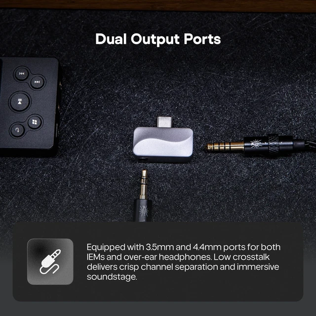 Alt view image 5 of 7 - Kiwi Ears Coda Mini Dual Output USB C DAC & Headphone Amp Dongle with Type-C to 3.5/4.4mm Output, Customizable Web-based EQ tuning, Ultra-low Noise Floor for Entry-level Audiophiles
