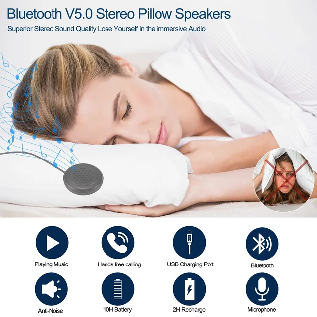 Alt view image 2 of 7 - Bluetooth Speakers Module - Pillow Speaker with Mic, DIY Bluetooth Headset, Beanie and Headband Replacement Module for Sleep Headphones