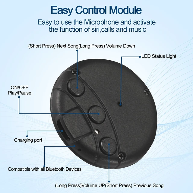 Alt view image 4 of 7 - Bluetooth Speakers Module - Pillow Speaker with Mic, DIY Bluetooth Headset, Beanie and Headband Replacement Module for Sleep Headphones