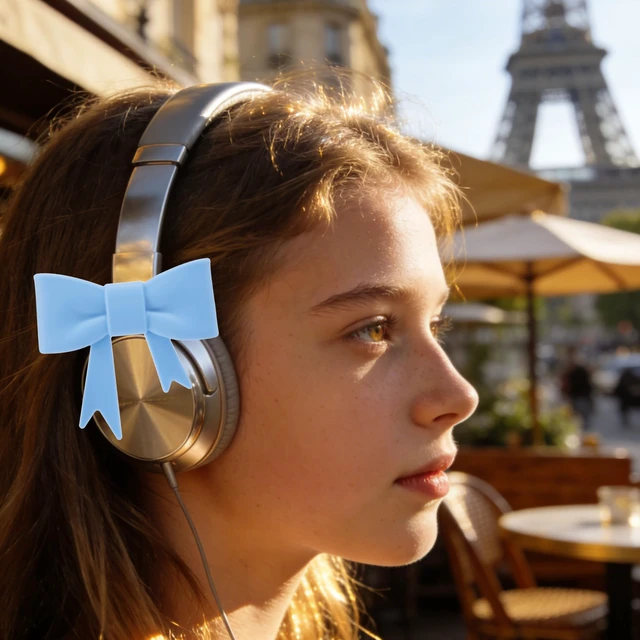 Alt view image 6 of 7 - GAICHION Cute Silicone Bow Headphone Accessories, 4 Pack 3D Bow Decor for Headphones & Headsets, Coquettish Gift for Girls Women Gamers Streamers(Blue)