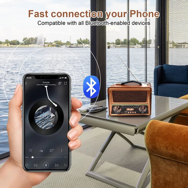 Alt view image 3 of 7 - Retro Vintage Portable AM FM SW Radio with Best Sound, DC 5V, 1200mAh Rechargeable Battery Operated Bluetooth Radio with Best Reception, Loud Speaker Support TF Card/USB Playing