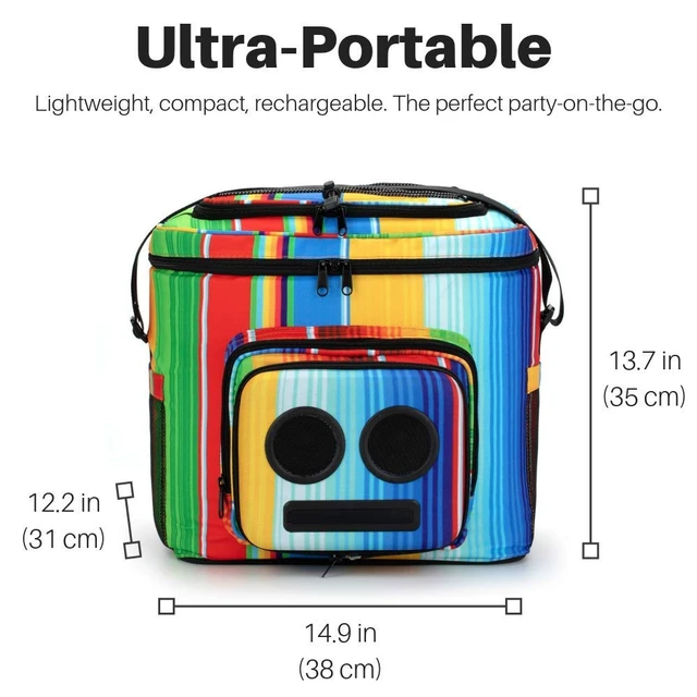 Alt view image 4 of 7 - The #1 Cooler with Speakers & Subwoofer (Bluetooth, 20-Watt) for Parties/Festivals/Boat/Beach. Speaker Cooler, Works with iPhone & Android (Rainbow)