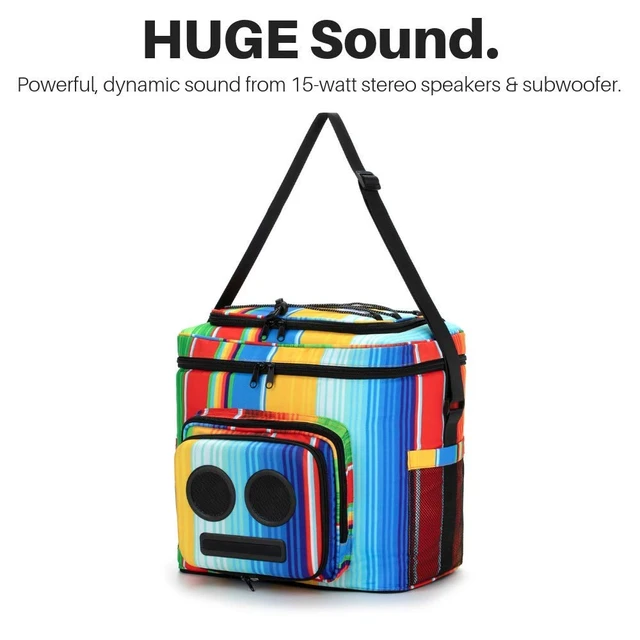 Alt view image 3 of 7 - The #1 Cooler with Speakers & Subwoofer (Bluetooth, 20-Watt) for Parties/Festivals/Boat/Beach. Speaker Cooler, Works with iPhone & Android (Rainbow)