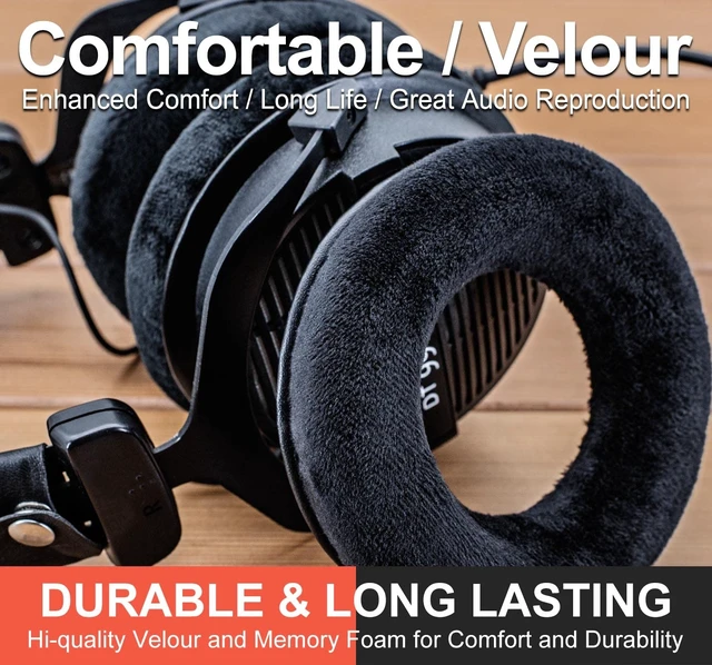 Alt view image 4 of 7 - Earpads Compatible With DT 770, 880, 990, 1770 Pro, MMX 300, 1990 Pro, 177X, T 90 Headphones (Black Velour)