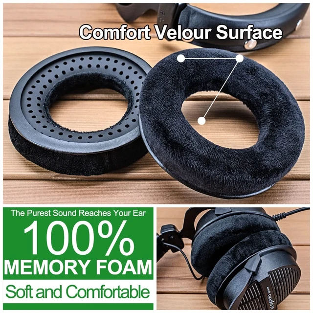 Alt view image 5 of 7 - Earpads Compatible With DT 770, 880, 990, 1770 Pro, MMX 300, 1990 Pro, 177X, T 90 Headphones (Black Velour)