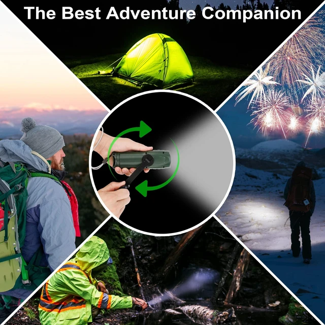 Alt view image 3 of 7 - Hand Crank Flashlight with Emergency Radio LED Torch Phone Charger Portable Dynamo, SOS Rechargeable, USB Charging, Built-in Loudspeaker, For Camping Hiking