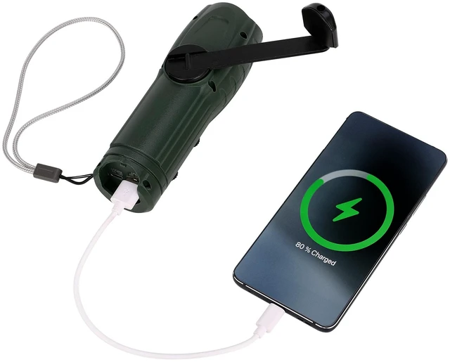 Alt view image 5 of 7 - Hand Crank Flashlight with Emergency Radio LED Torch Phone Charger Portable Dynamo, SOS Rechargeable, USB Charging, Built-in Loudspeaker, For Camping Hiking