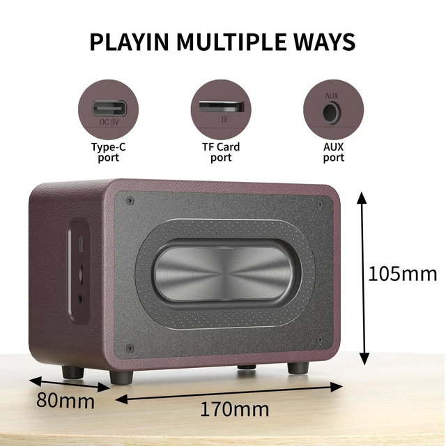 Alt view image 2 of 7 - Wood Bluetooth Speaker Portable Media Players Clear Loud Stereo Sound Deep Bass Wireless Speaker 20W Double Horn Retro Desktop speakers Wooden Speakers Long Playtime for Home/Party/Outdoor/Bedroom