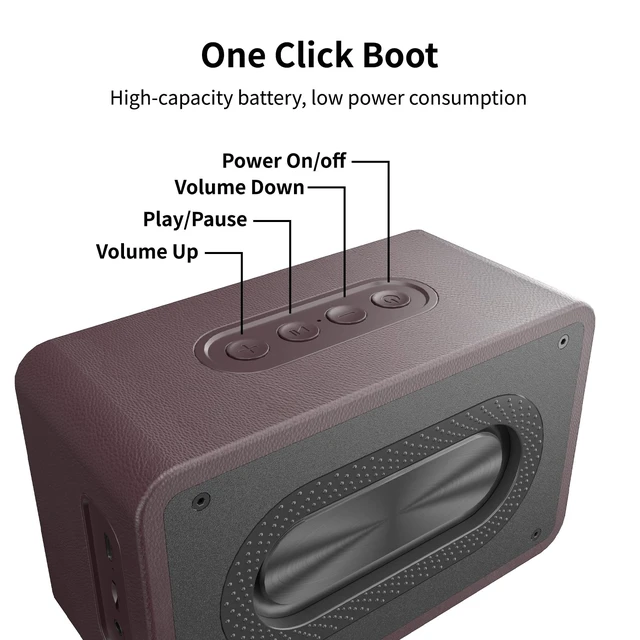 Alt view image 6 of 7 - Wood Bluetooth Speaker Portable Media Players Clear Loud Stereo Sound Deep Bass Wireless Speaker 20W Double Horn Retro Desktop speakers Wooden Speakers Long Playtime for Home/Party/Outdoor/Bedroom