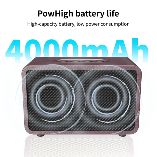 Alt view image 7 of 7 - Wood Bluetooth Speaker Portable Media Players Clear Loud Stereo Sound Deep Bass Wireless Speaker 20W Double Horn Retro Desktop speakers Wooden Speakers Long Playtime for Home/Party/Outdoor/Bedroom