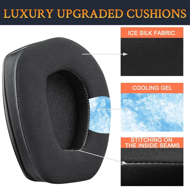 Alt view image 5 of 7 - Cooling Earpads for Sennheiser RS175/HDR175/TR175 - Black for RS/TR/HDR(165/175/185/195) Headphones