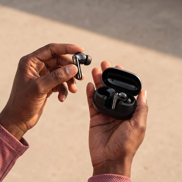 Alt view image 7 of 7 - R1 Wireless Earbuds Bluetooth 5.4 Stereo Sound Headphones - Black 48 Hours of Battery Life, Hi-Res Sound, Clear Calls, Comfortable Fit, IP7 Waterproof Bluetooth Earbuds for Phone/Android/iPad