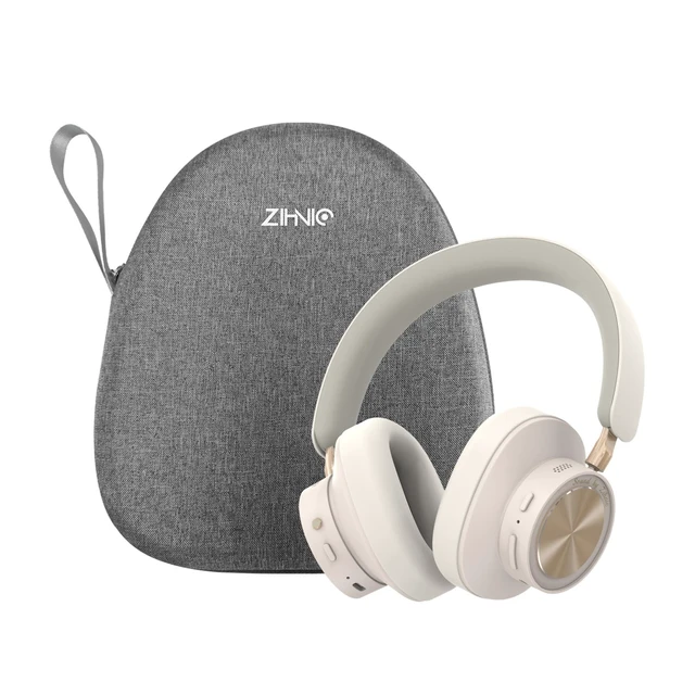 Alt view image 4 of 7 - Active Noise Canceling Headphones, Wireless Over Ear Bluetooth Headphones, Hi-Res Audio, Prolonged Battery Life, Deep Bass, Comfortable Foam Ear Cups-Beige