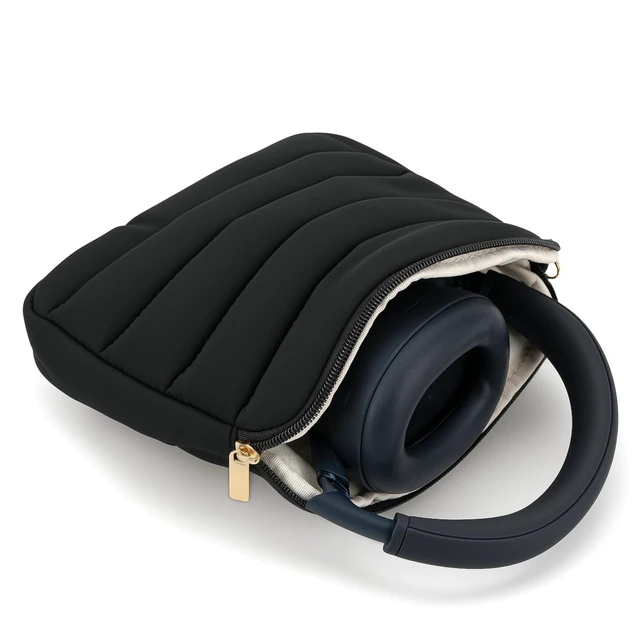 Alt view image 2 of 6 - NOVA Headphones Puffy Pouch Compatible with JBL Tour One M3, Bose QC Ultra II, Sennheiser PXC 550-II, Soft Shell Protective Travel Carrying Bag with Cable Storage (Black)