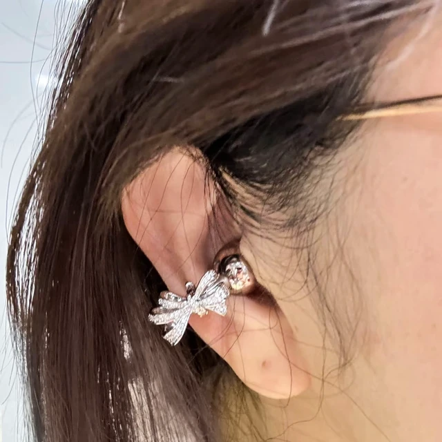 Alt view image 2 of 7 - Bow Rhinestone for Clip on Earbuds Open Ear Accessories, Elegant Zirconia Decorative Earphone Accessories, Removable Exquisite DIY Decoration