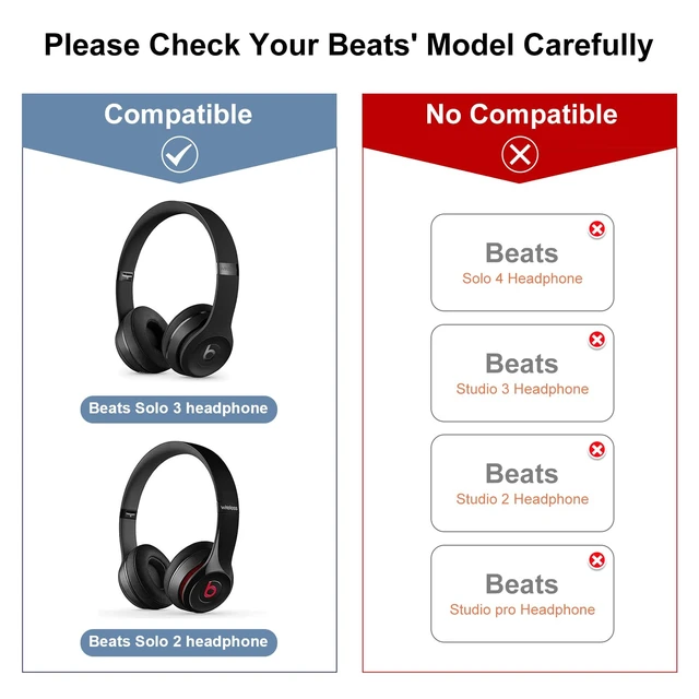Alt view image 2 of 7 - Replacement Ear Pads for Beats Solo 3 / Solo 2, EarPads for Solo3 / Solo2 Wireless Over-Ear Headphones, Red