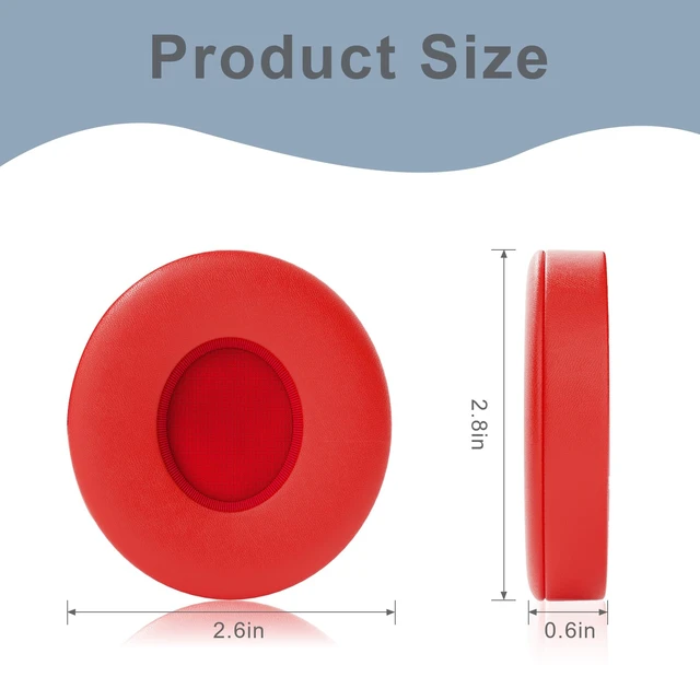 Alt view image 6 of 7 - Replacement Ear Pads for Beats Solo 3 / Solo 2, EarPads for Solo3 / Solo2 Wireless Over-Ear Headphones, Red