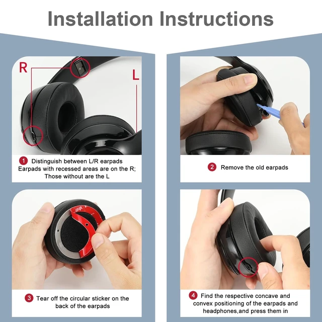 Alt view image 7 of 7 - Replacement Ear Pads for Beats Solo 3 / Solo 2, EarPads for Solo3 / Solo2 Wireless Over-Ear Headphones, Red
