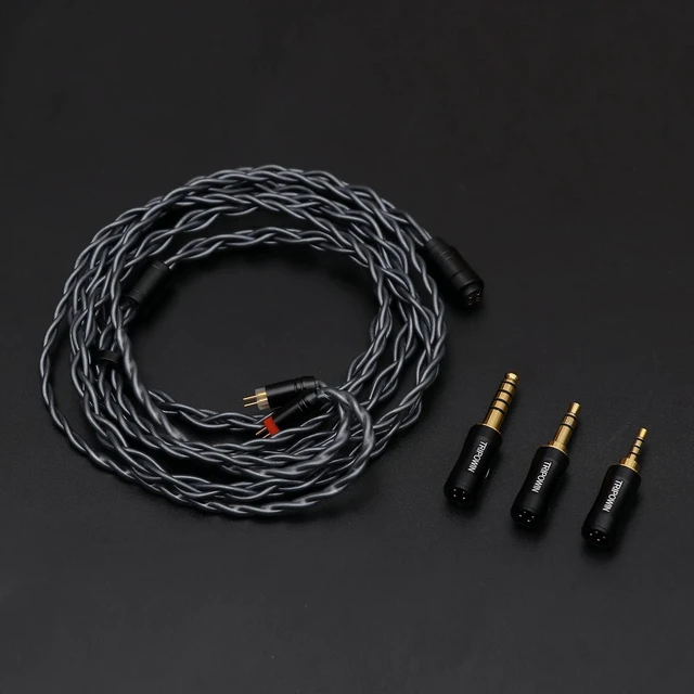 Alt view image 7 of 7 - Tripowin Noire 4 Core 24AWG OCC Upgraded in Ear Monitor Cable with Detachable 3-in-1 2.5mm/3.5mm/4.4mm Plug for Audiophile Musician, 2Pin 0.78mm