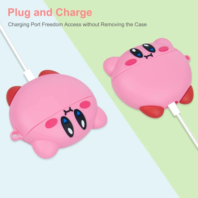 Alt view image 5 of 7 - for Beats Studio Buds Case Cover, Pink Kirby 3D Cute Cartoon Kawaii Character Anime Skin, Soft Silicone Case with Keychain Accessories for Girls Women Kids