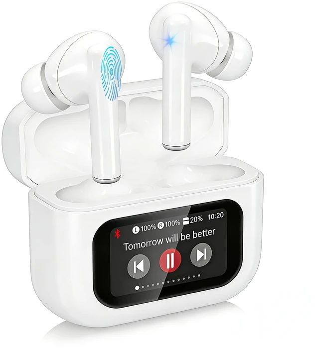 Main image of Wireless Earbuds,Headphones with Multifunctional Touch Screen,White Touch screen,ANC/ENC Noise Cancelling,Bluetooth 5.4, IPX7 Waterproof,6 EQ stereo modes,for iOS Android