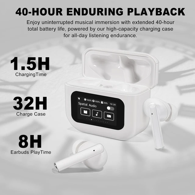 Alt view image 4 of 7 - Wireless Earbuds,Headphones with Multifunctional Touch Screen,White Touch screen,ANC/ENC Noise Cancelling,Bluetooth 5.4, IPX7 Waterproof,6 EQ stereo modes,for iOS Android