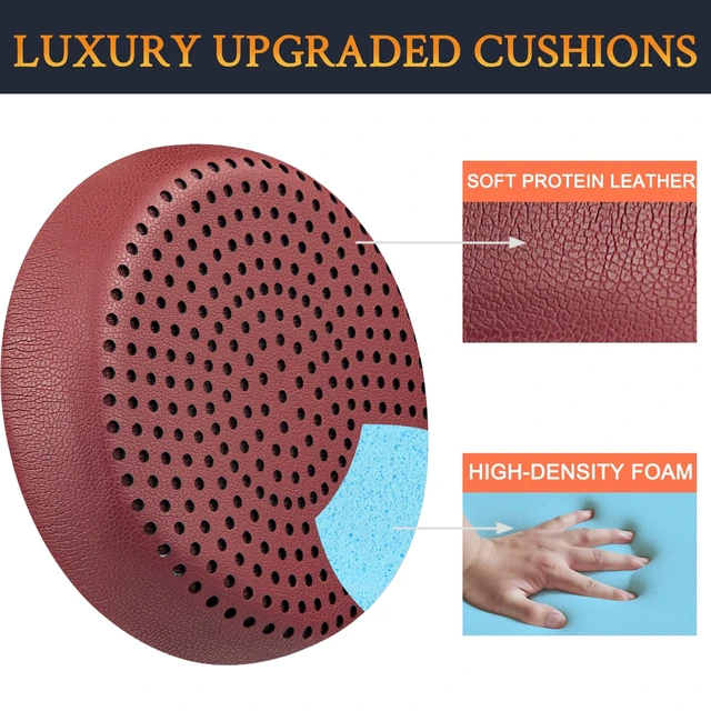 Alt view image 3 of 3 - Earpads Replacement for Skullcandy Grind Wired/Wireless Bluetooth On-Ear Headphones, Ear Pads Cushions with Softer Leather, Noise Isolation Foam - Burgundy