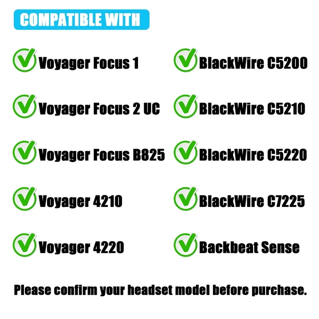 Alt view image 4 of 7 - Replacement Ear Pads for Plantronics Voyager Focus UC B825 Binaural, BLACKWIRE 5220 5210 7225, Voyager Focus 2 UC USB-A Headset, Headset Ear Cushions Cups Cover